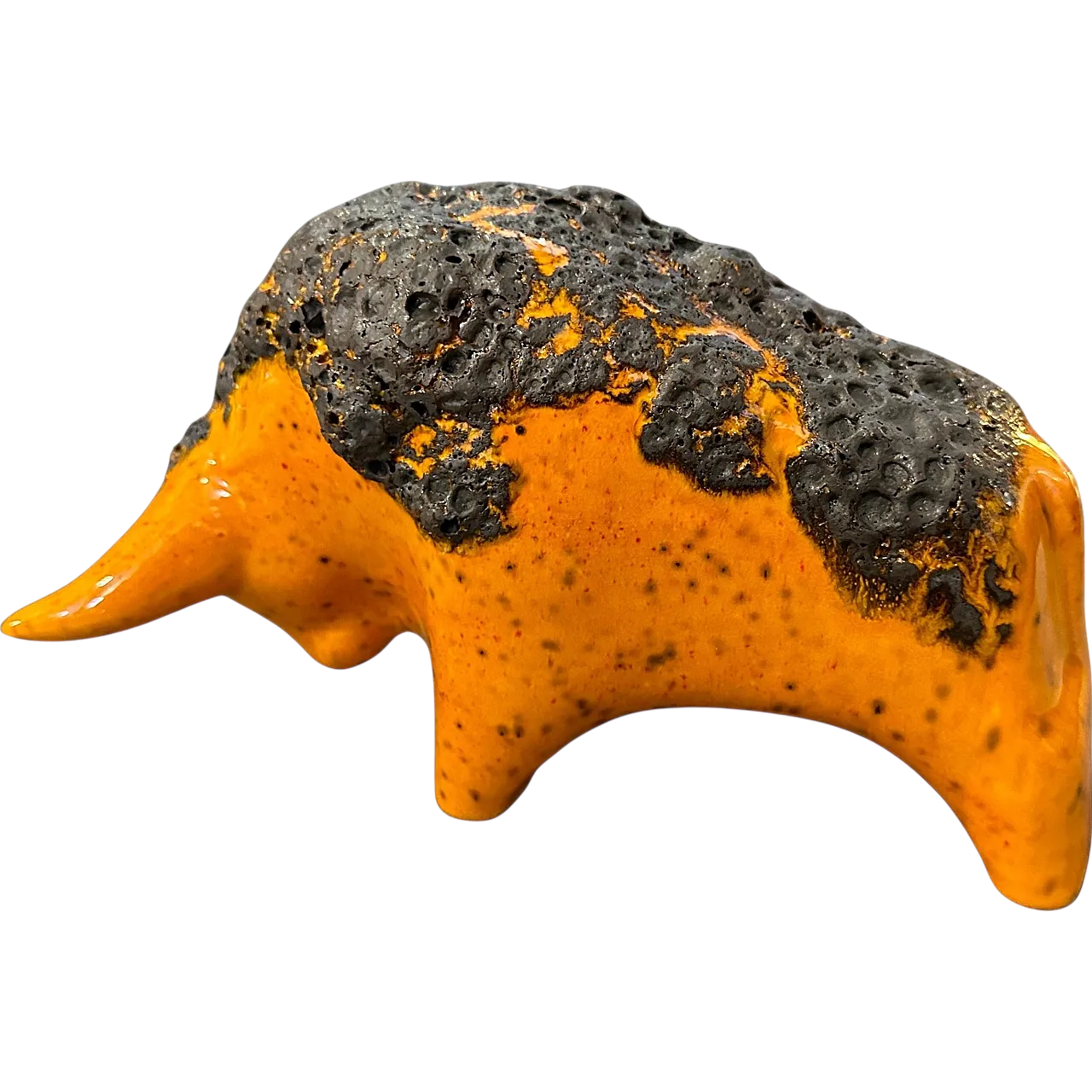 Orange and black lava ceramic torus by Otto Keramik, 1990s 8