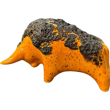 Orange and black lava ceramic torus by Otto Keramik, 1990s