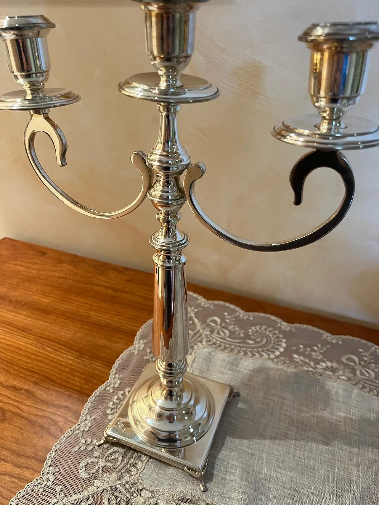 Coppia di candelabri a 3 bracci in argento, '800 3