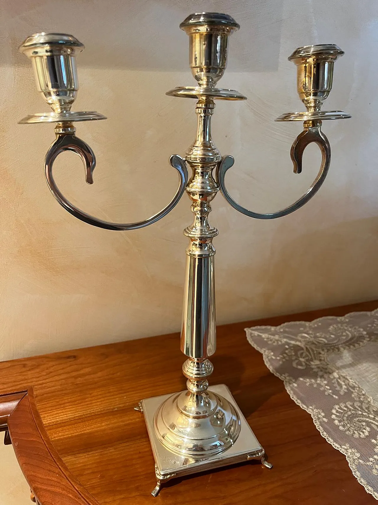 Coppia di candelabri a 3 bracci in argento, '800 6