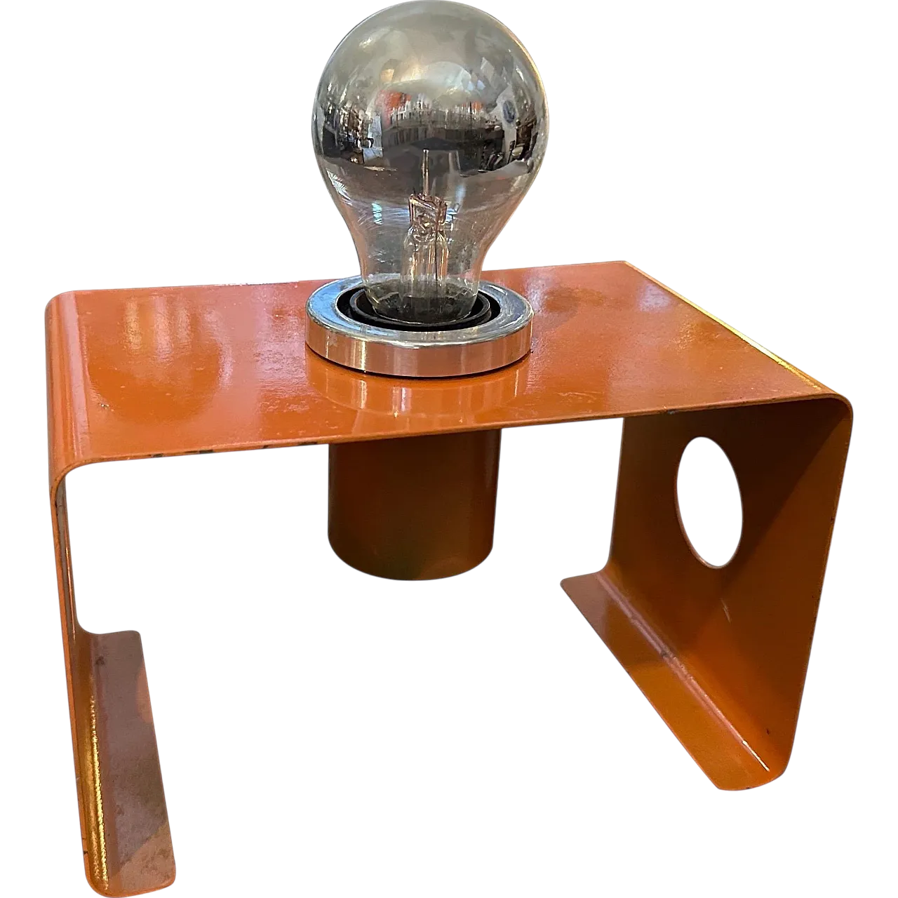 Orange-painted metal table lamp, 1970s 10