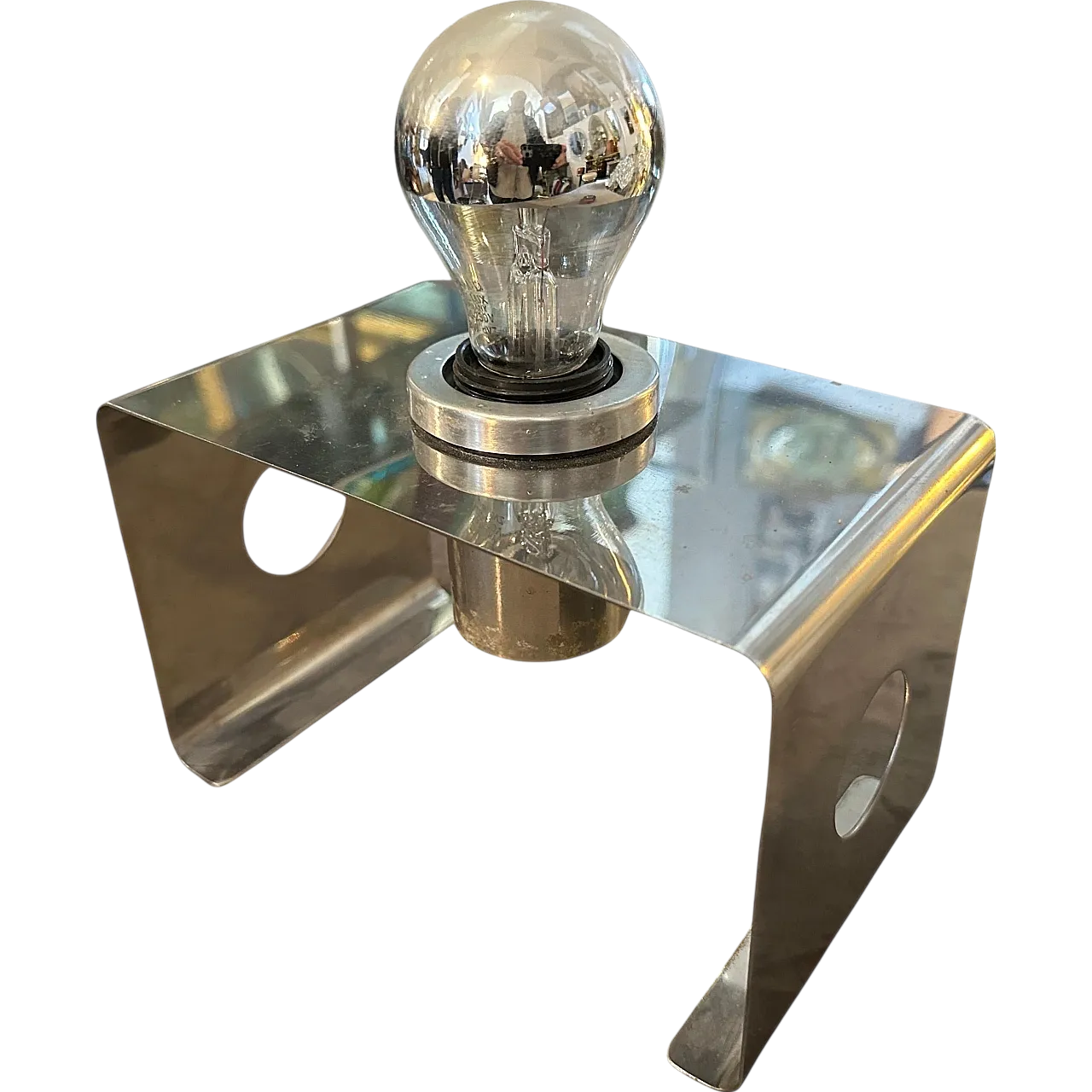 Rectangular chromed metal table lamp, 1970s 8