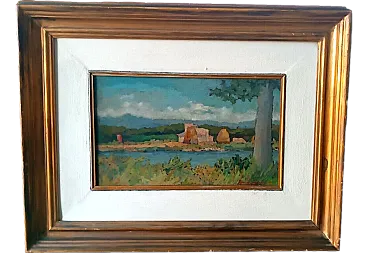 Arnaccio Landscape by Ferruccio Rosini, oil on panel, 1950s