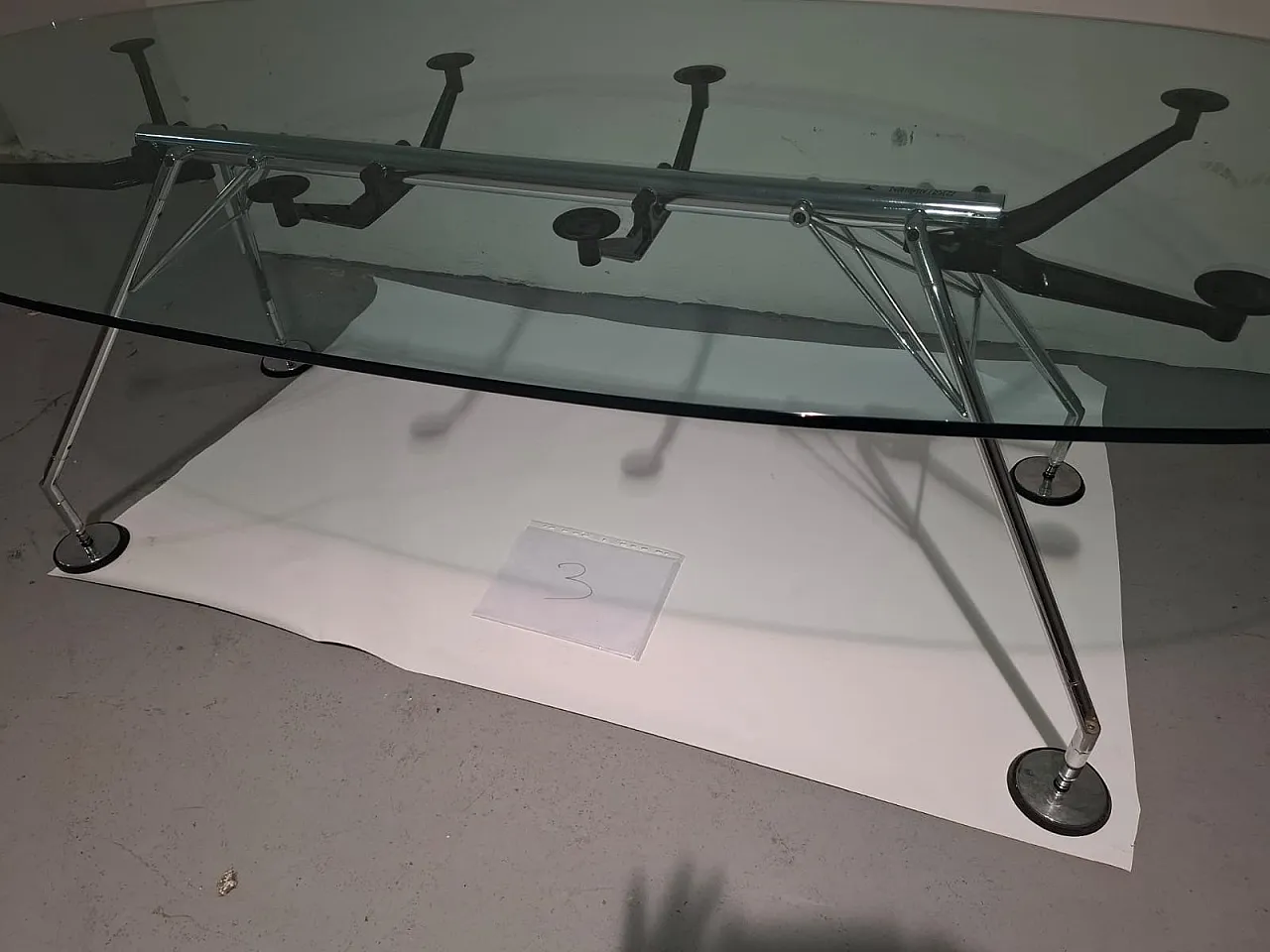 Oval glass and metal table by Norman Foster for Tecno, 2000s 19