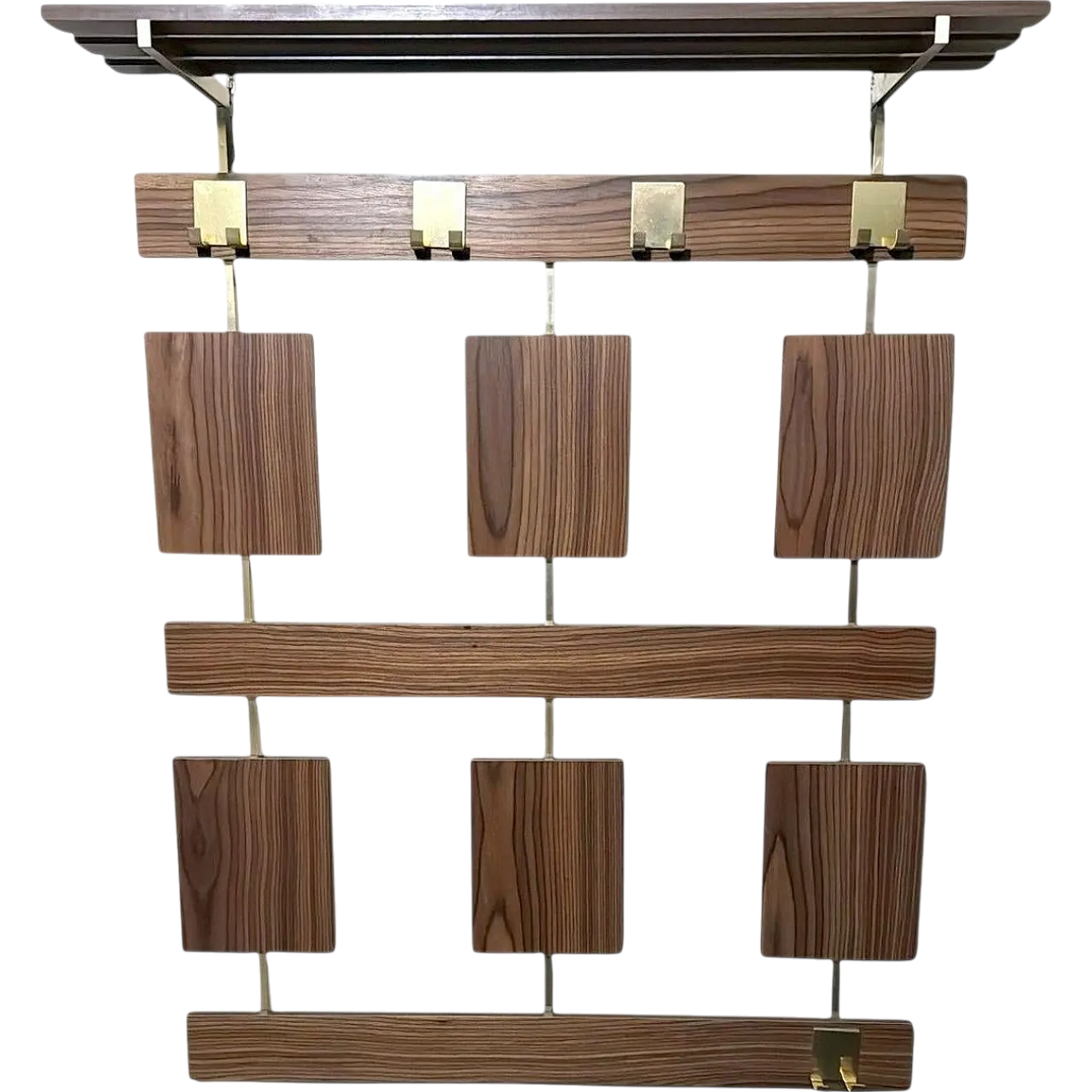 Medieval teak and brass wall-hanging, 1970s 21