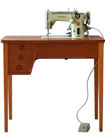 Desk with Singer sewing machine, 1970s