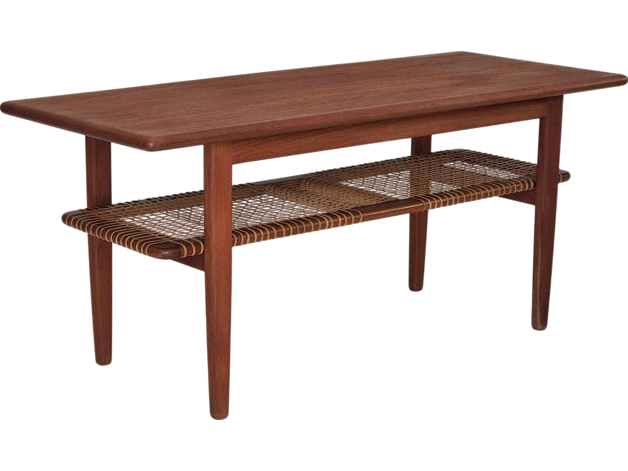 Scandinavian teak and rattan coffee table, 1970s 16