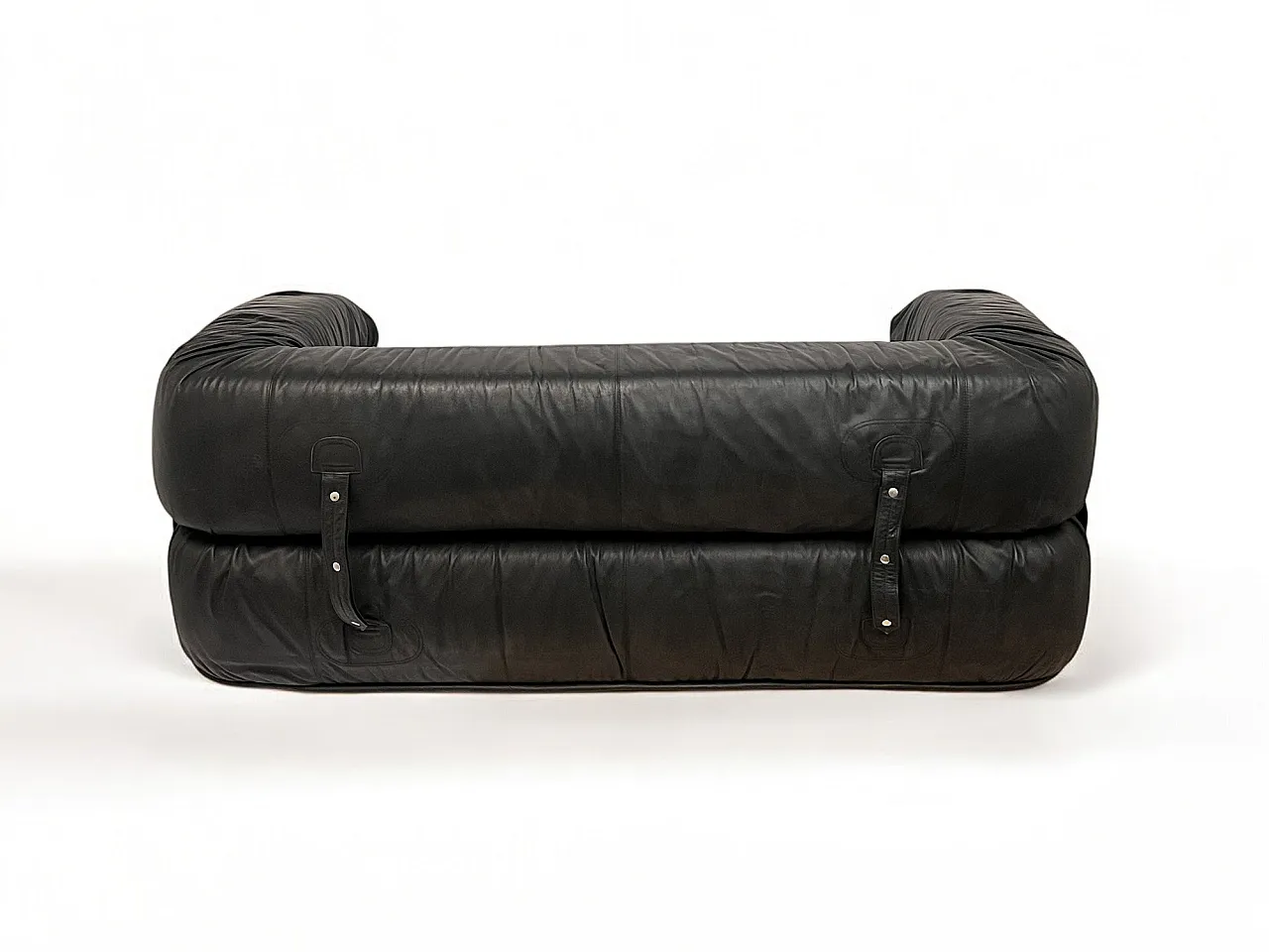 Anfibio sofa in black leather by A. Becchi for Giovannetti, 1970 18