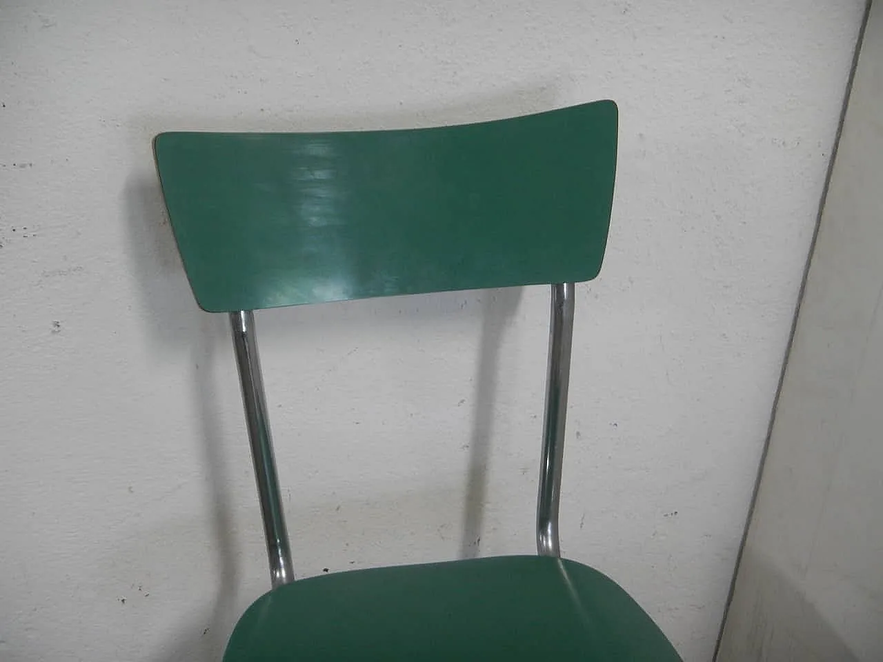 Pair of green formica chairs, 1950 2