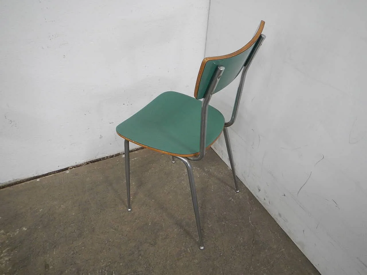 Pair of green formica chairs, 1950 4