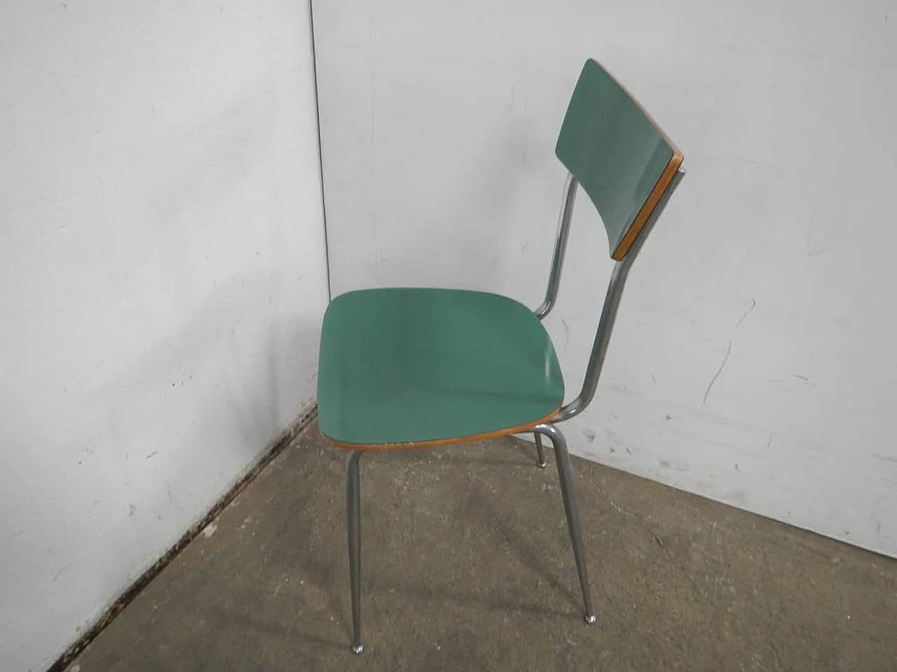 Pair of green formica chairs, 1950 5