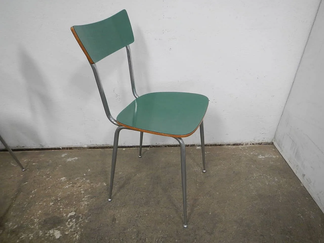 Pair of green formica chairs, 1950 6