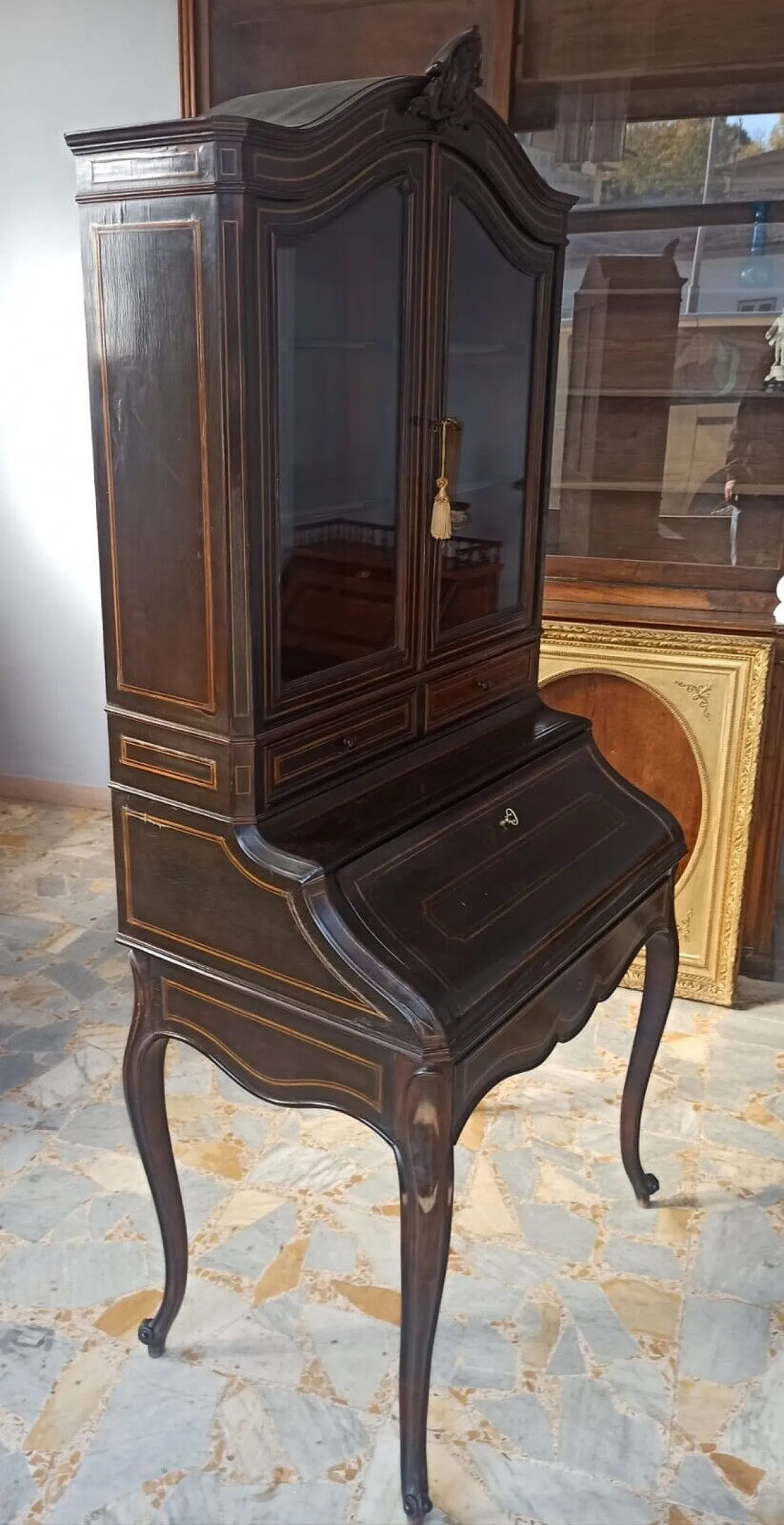 Mahogany bureau with Napoleon III riser, 19th century 1