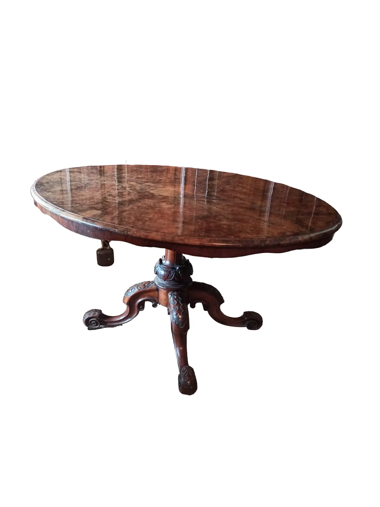 Solid mahogany and walnut root table, 19th century 2