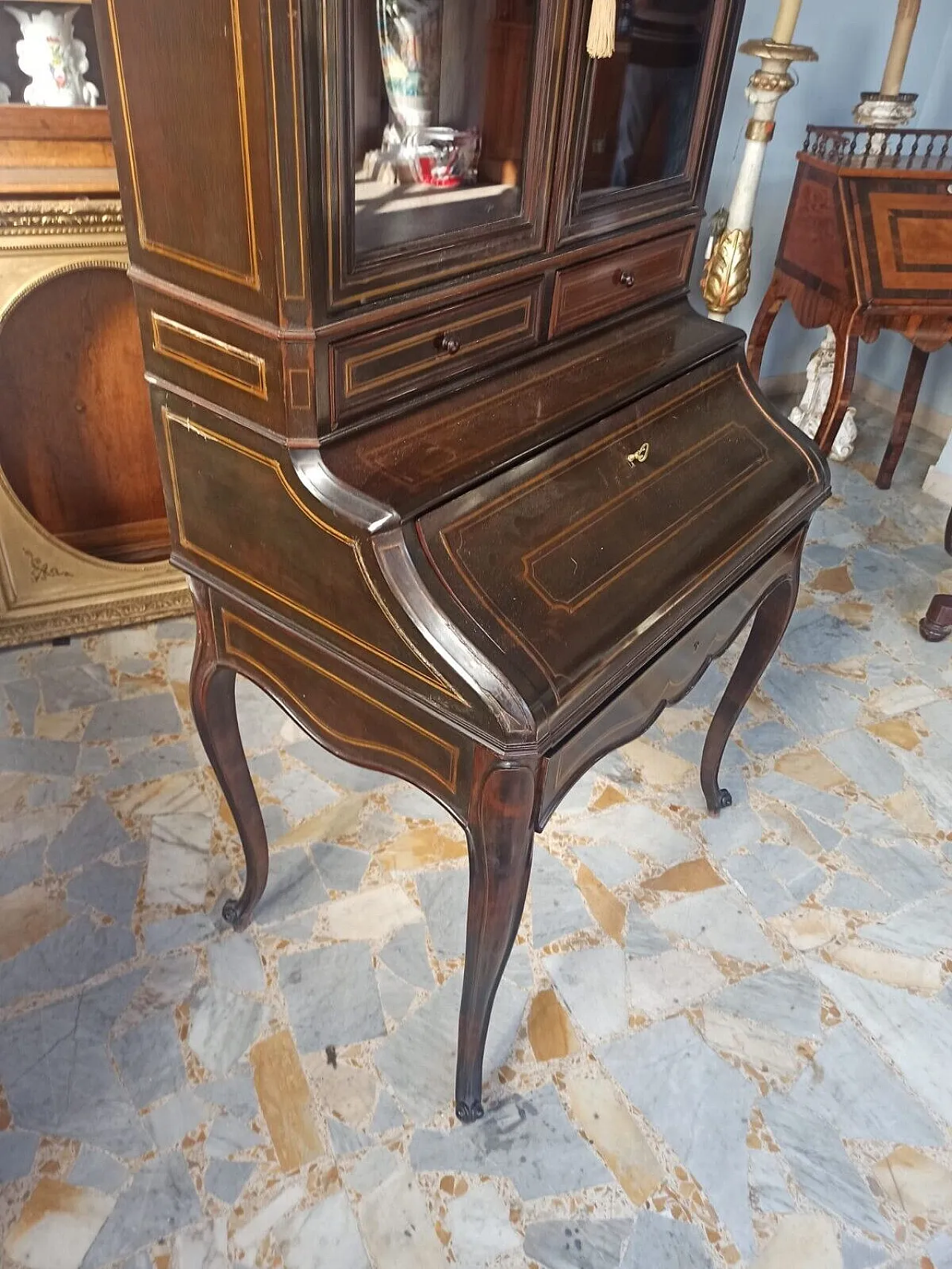 Mahogany bureau with Napoleon III riser, 19th century 2