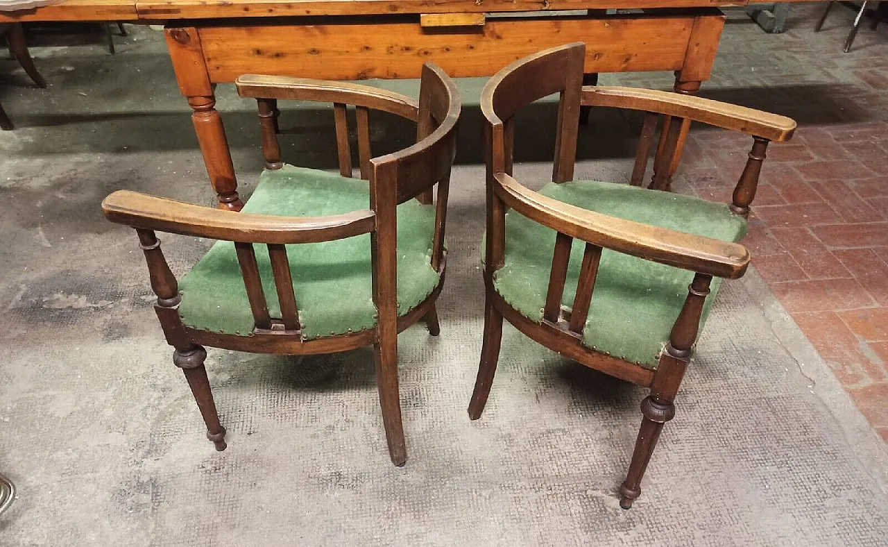 Pair of Genoese walnut armchairs, 19th century 4