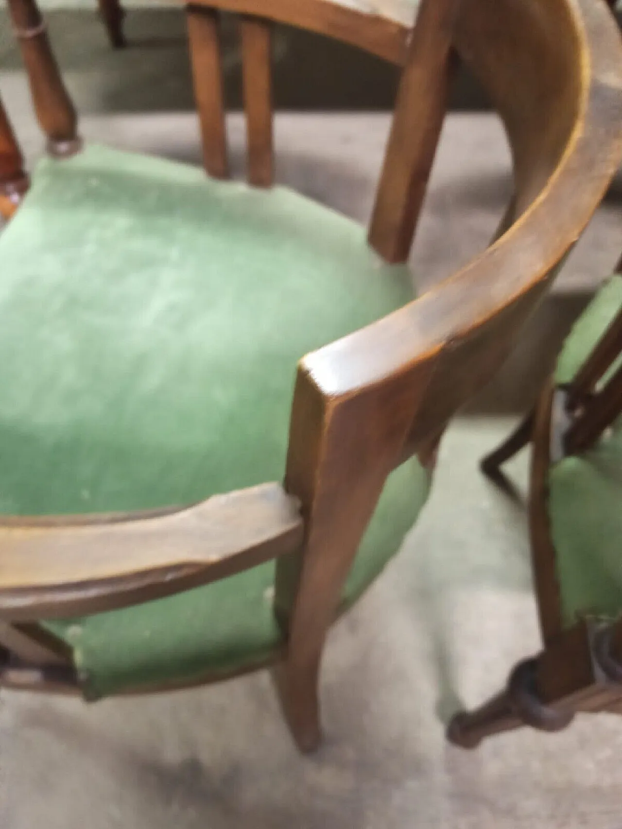 Pair of Genoese walnut armchairs, 19th century 5