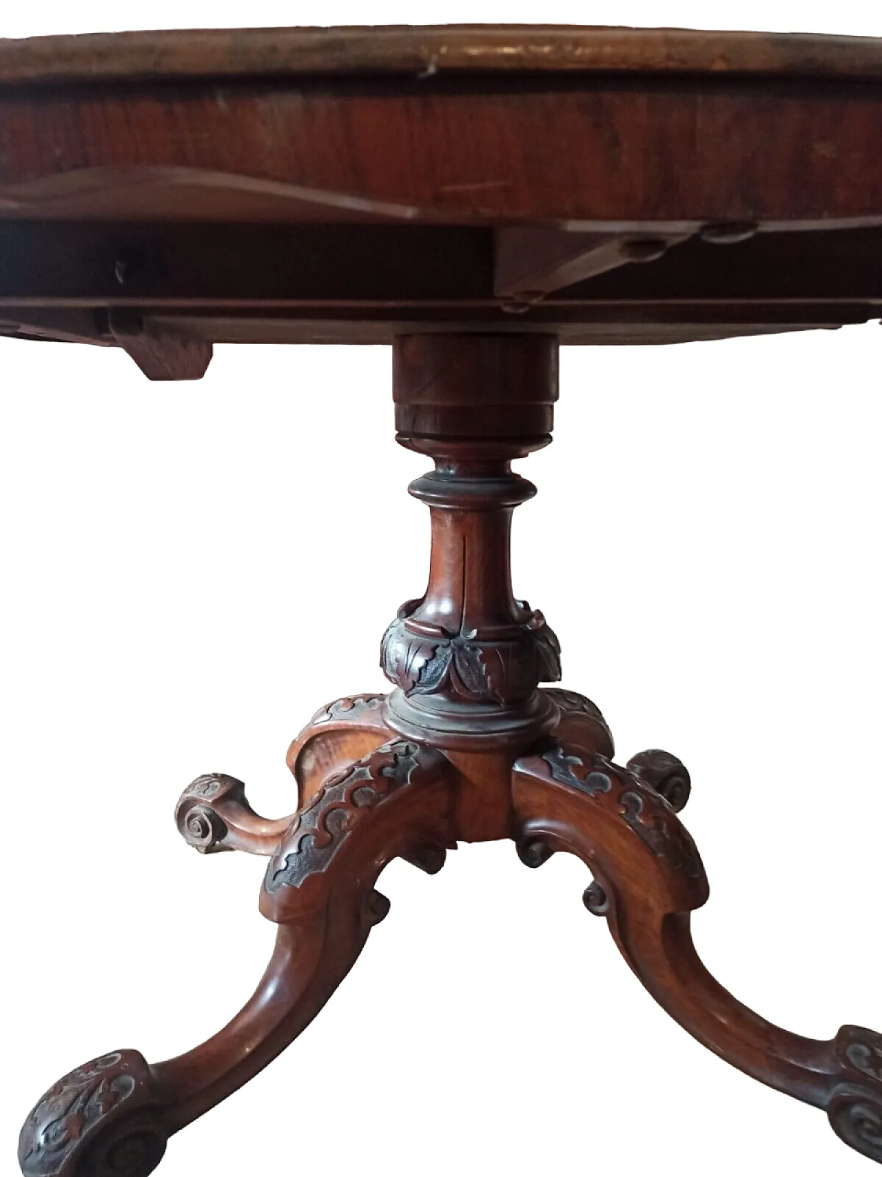 Solid mahogany and walnut root table, 19th century 4