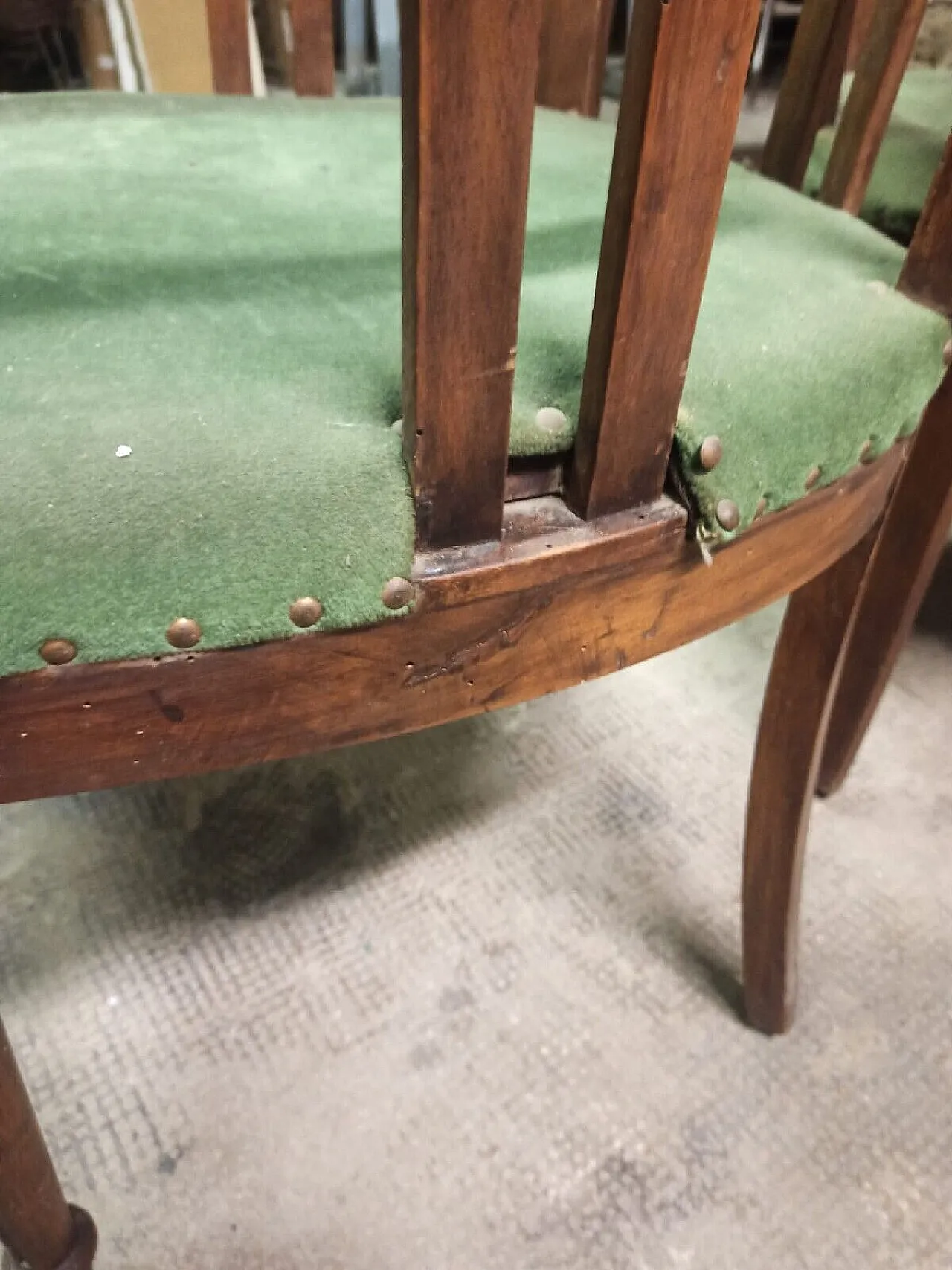 Pair of Genoese walnut armchairs, 19th century 6