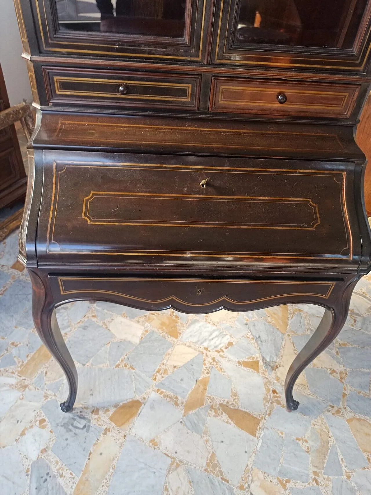 Mahogany bureau with Napoleon III riser, 19th century 4