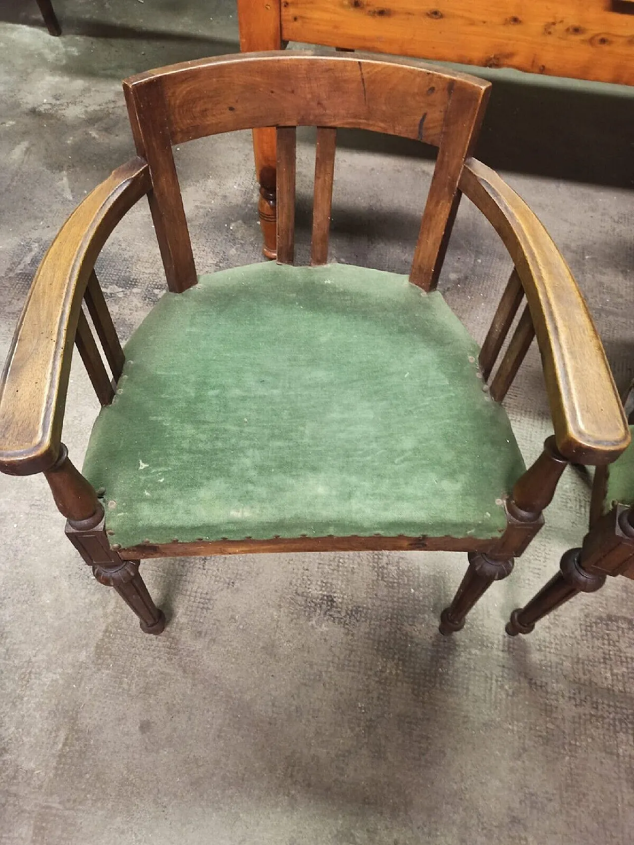 Pair of Genoese walnut armchairs, 19th century 7