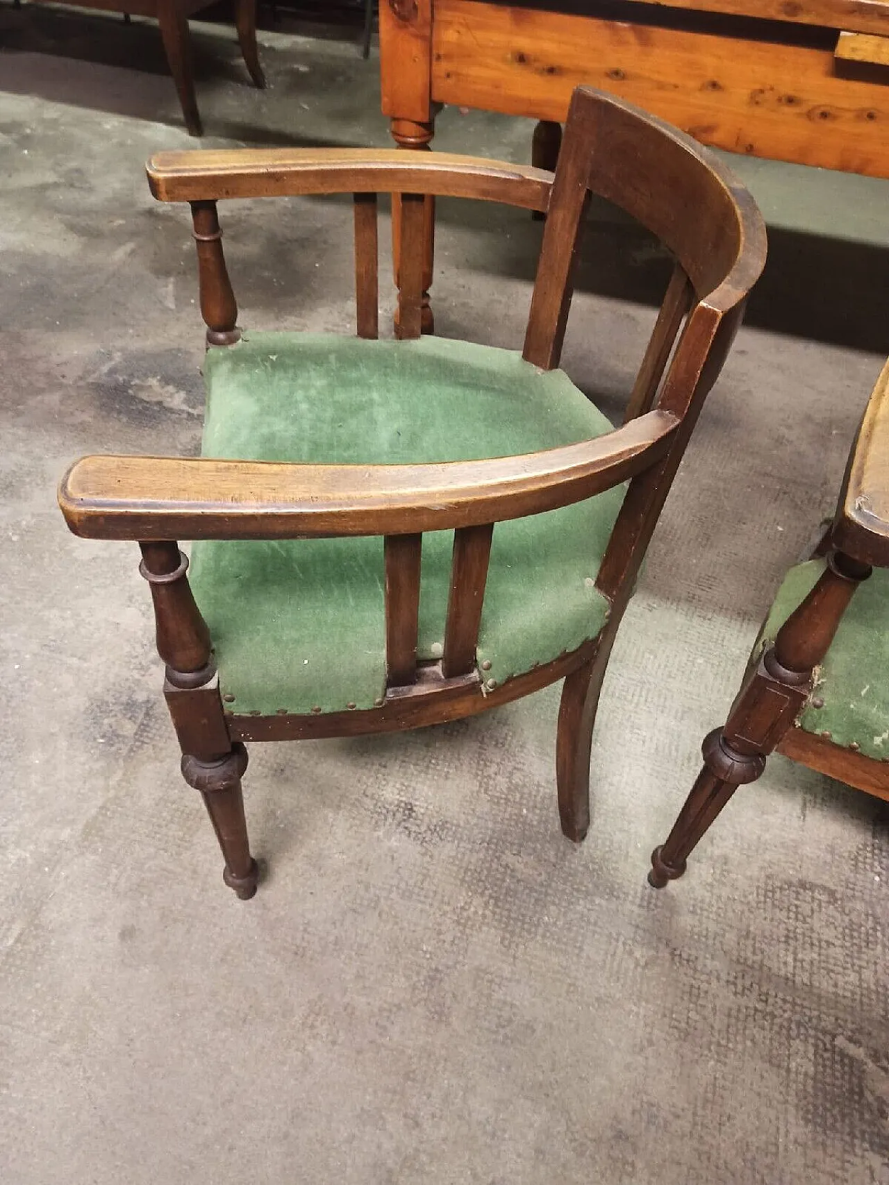 Pair of Genoese walnut armchairs, 19th century 9