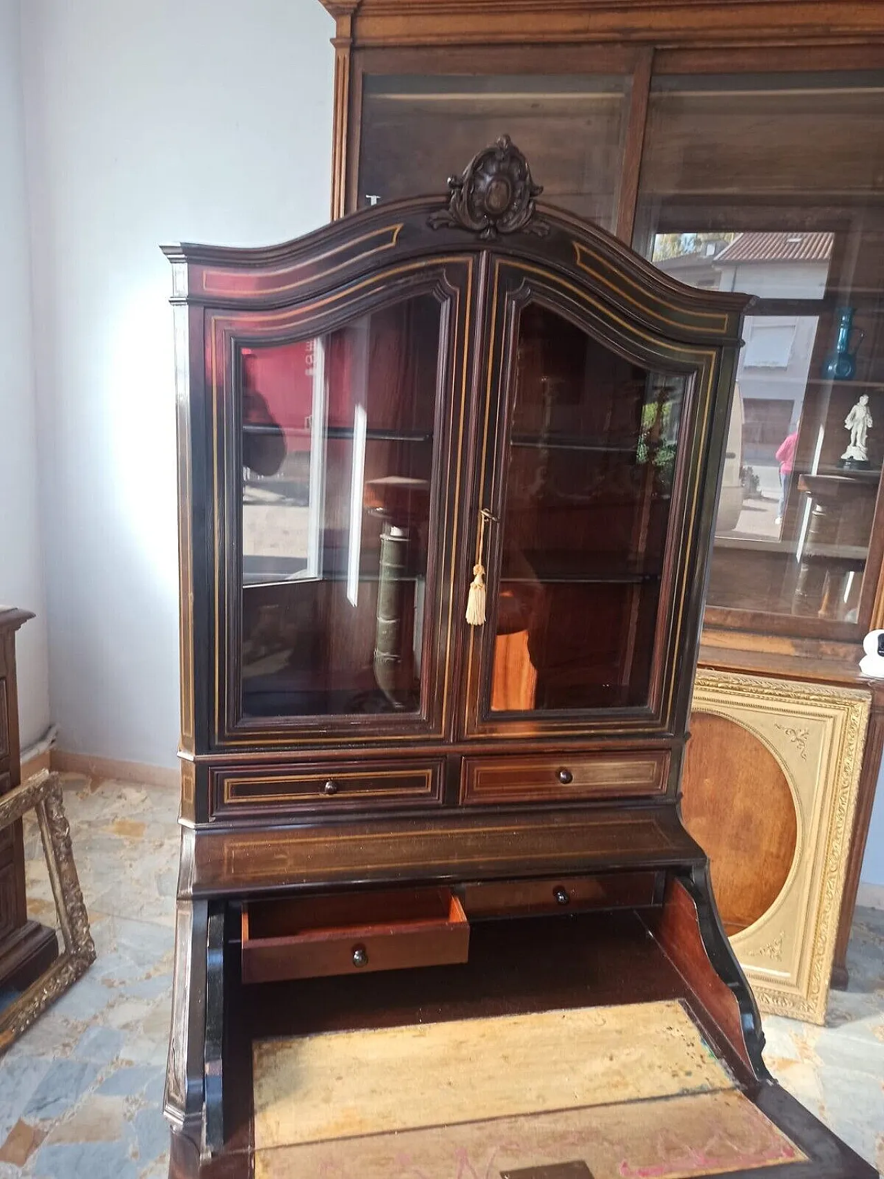 Mahogany bureau with Napoleon III riser, 19th century 11