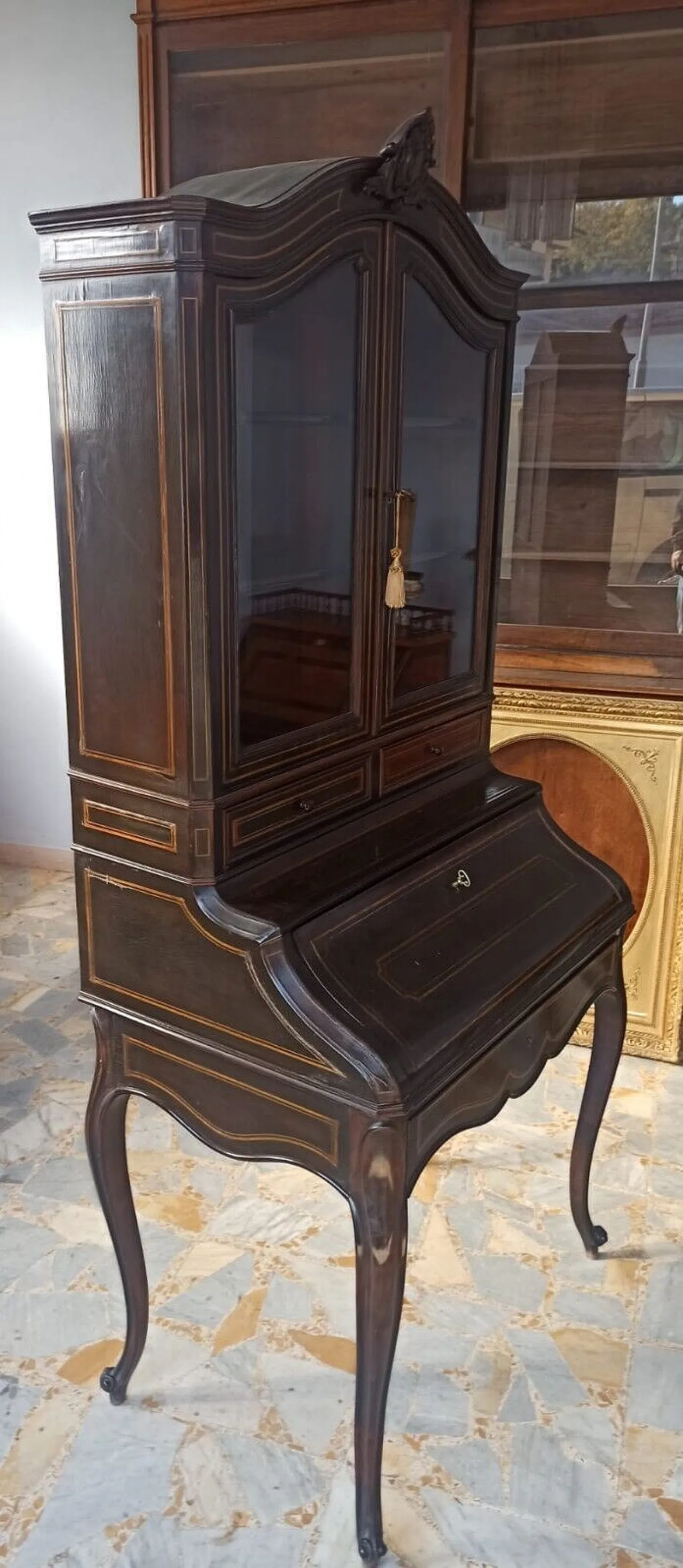 Mahogany bureau with Napoleon III riser, 19th century 12