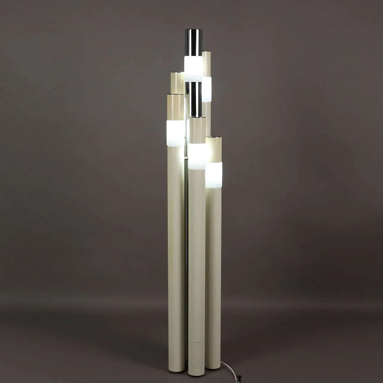 Esperia metal and glass floor lamp by A. Brotto, 1960s 1