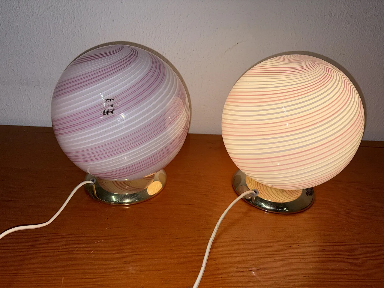 Pair of pink swirl lamps, 70s 6