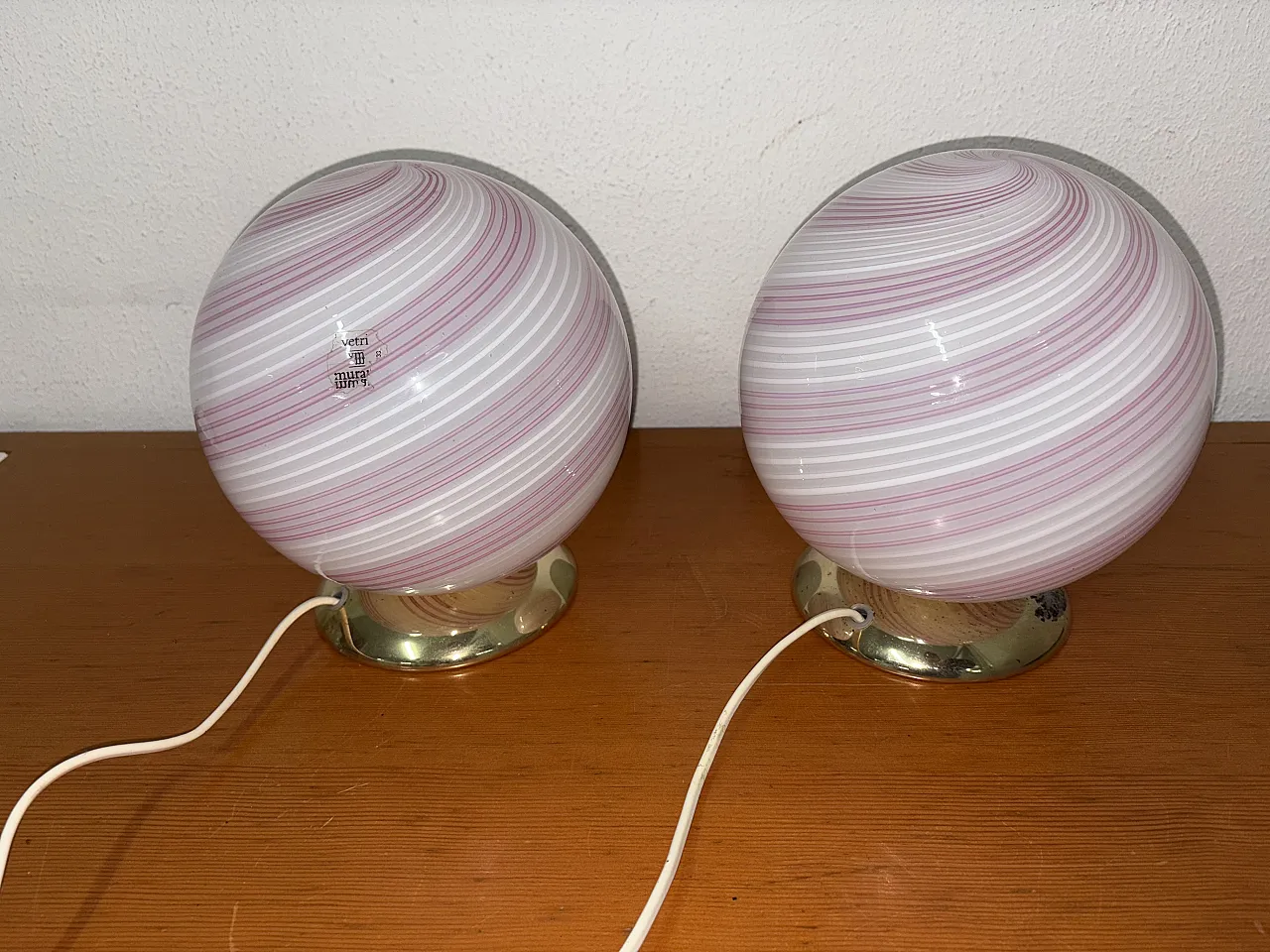 Pair of pink swirl lamps, 70s 7