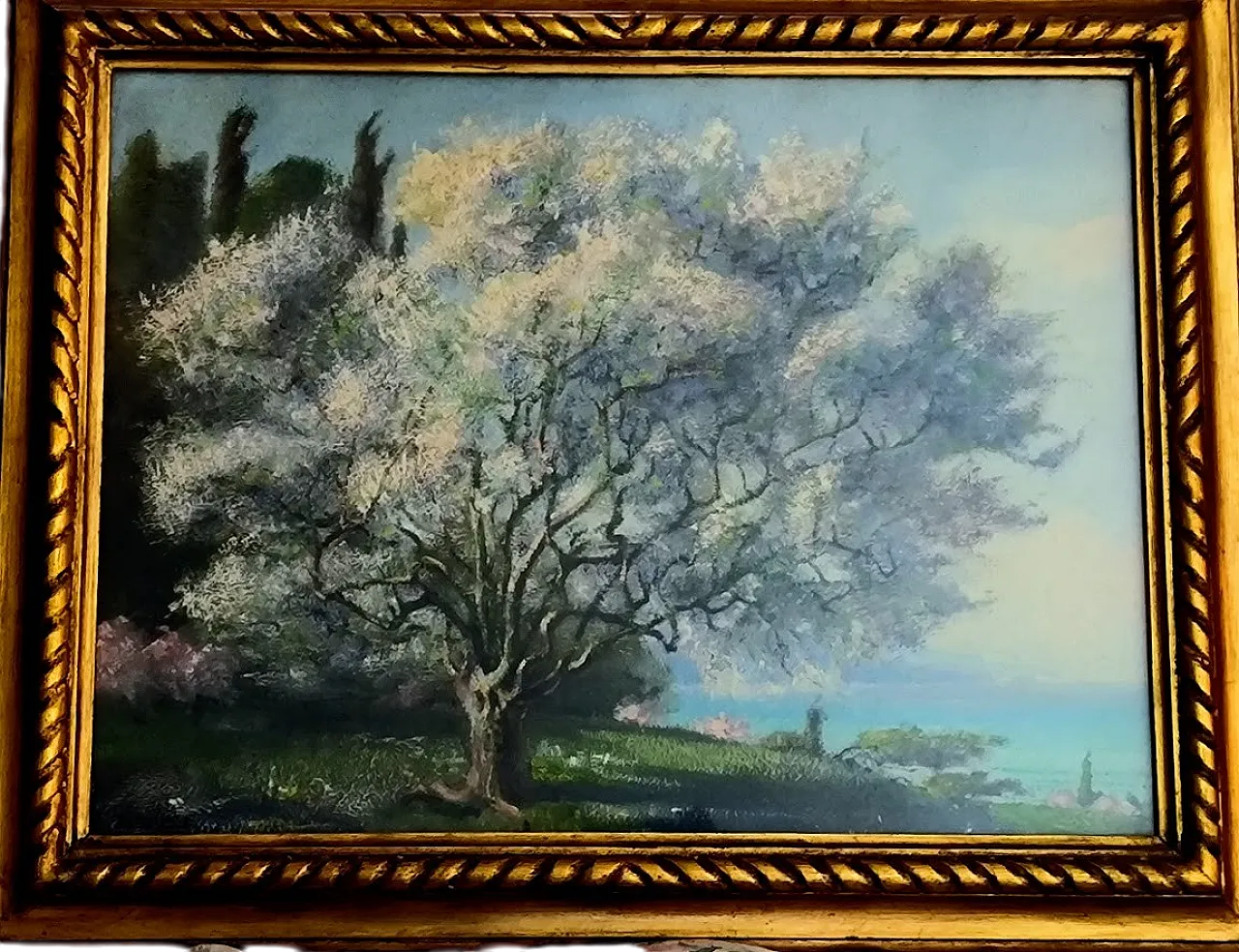 Painting Edgardo Rossaro  "Flowering Tree", 20th century 5