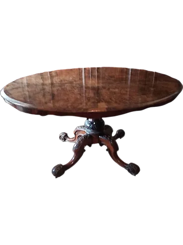 Solid mahogany and walnut root table, 19th century