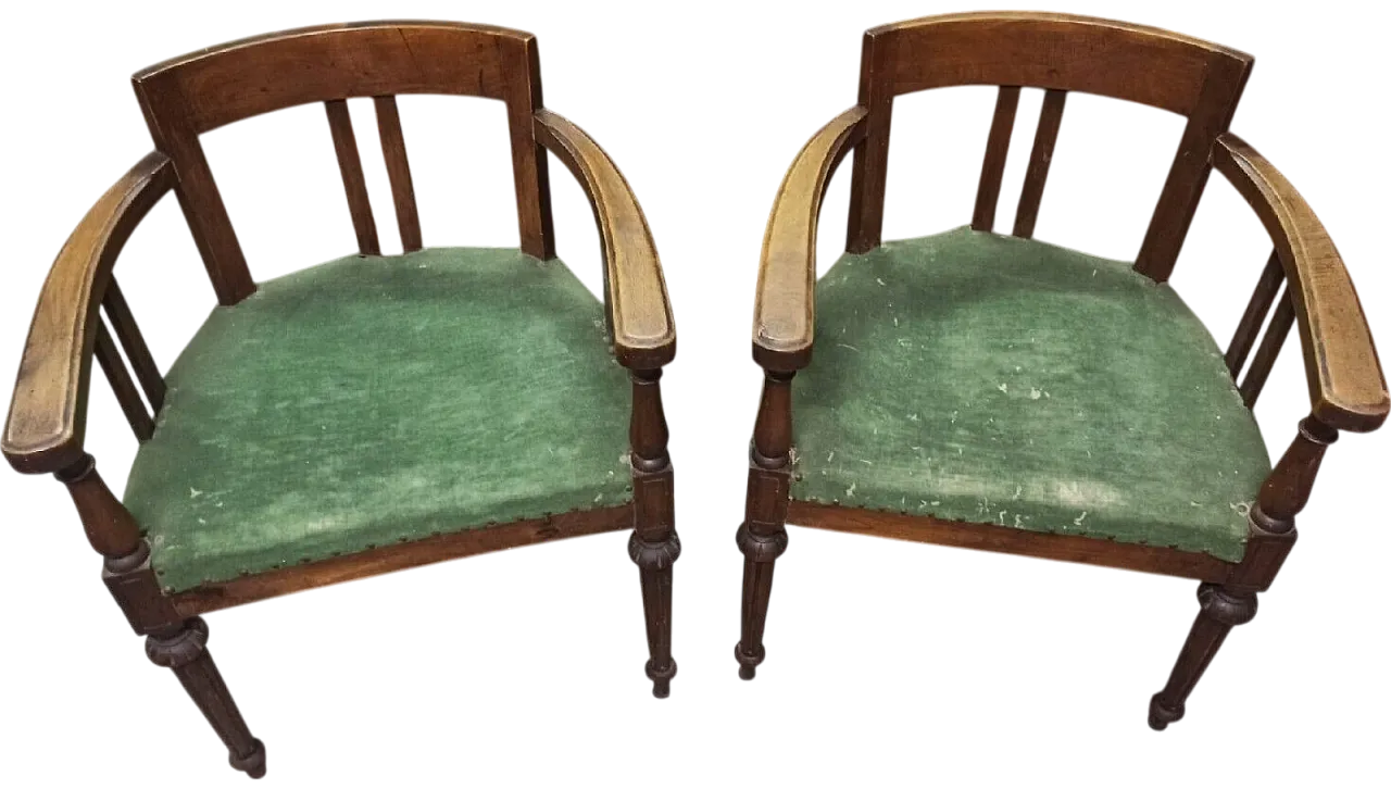 Pair of Genoese walnut armchairs, 19th century 15