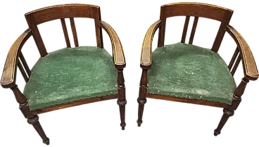 Pair of Genoese walnut armchairs, 19th century