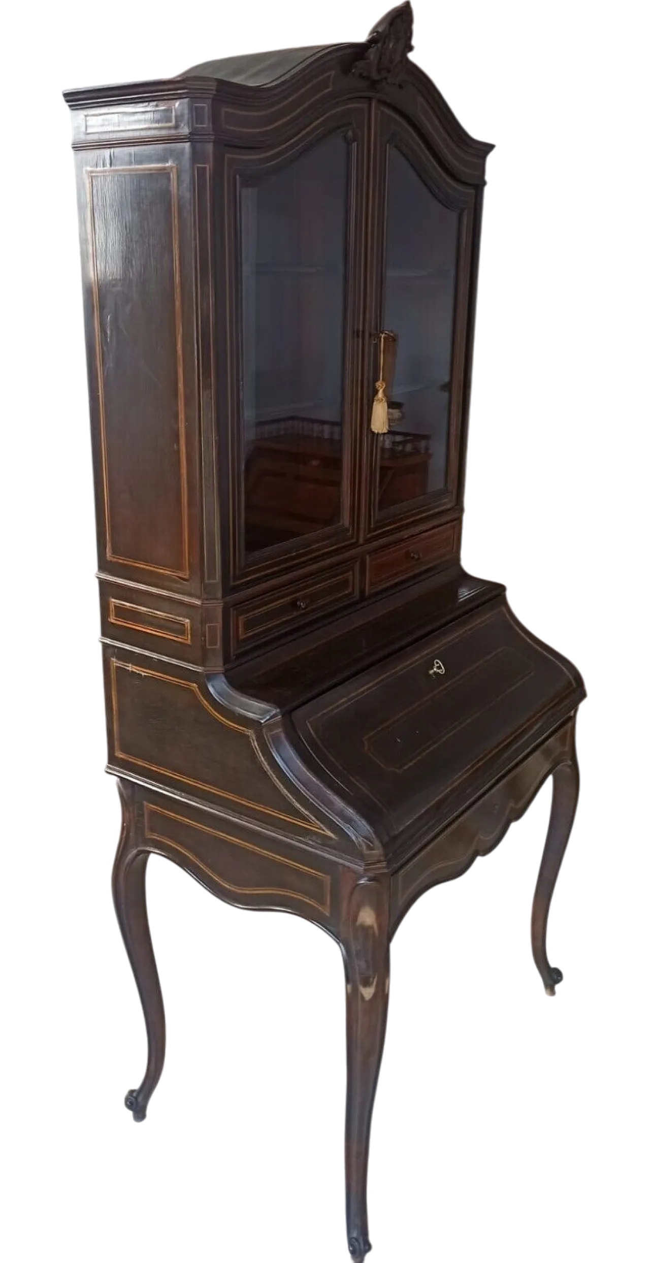 Mahogany bureau with Napoleon III riser, 19th century 13