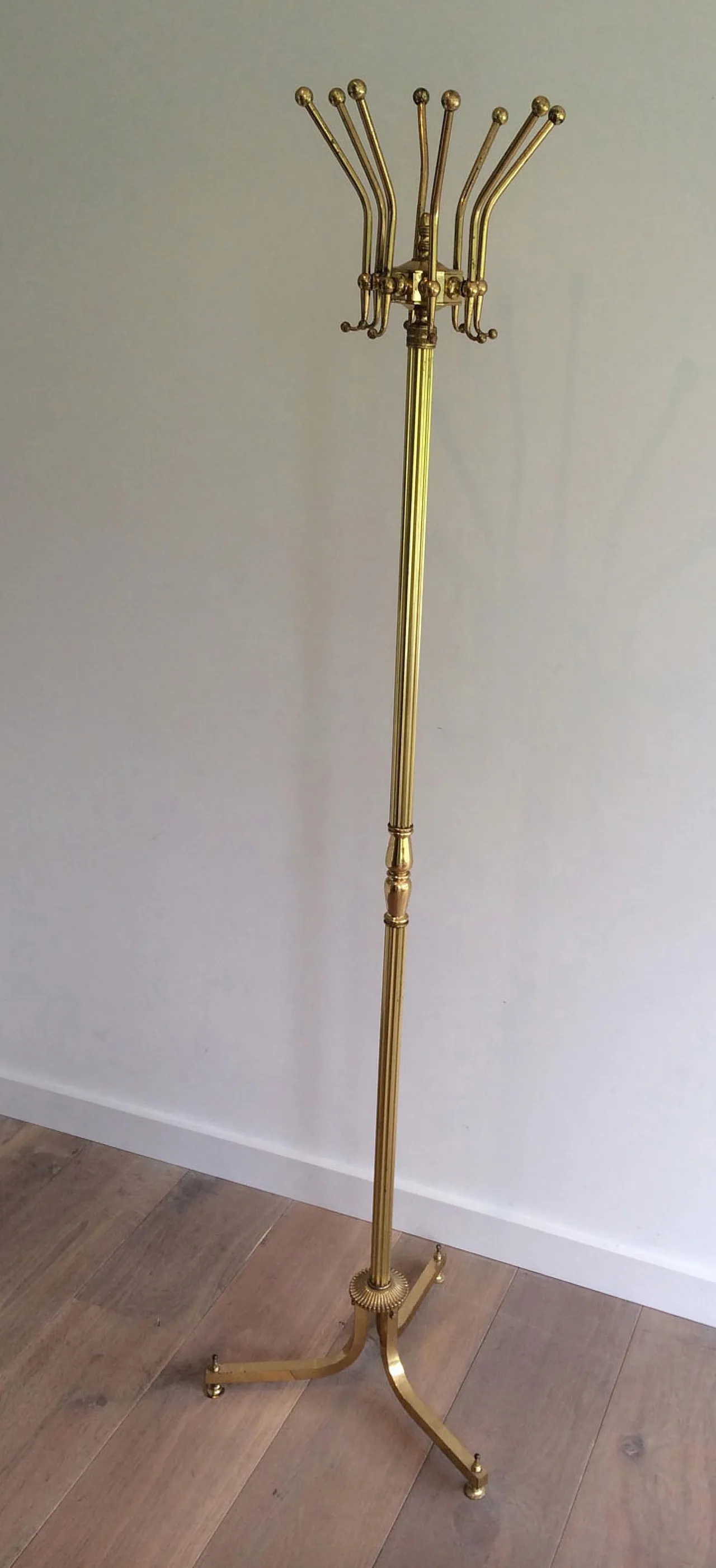 Neoclassical brass coat stand, 1940s 2