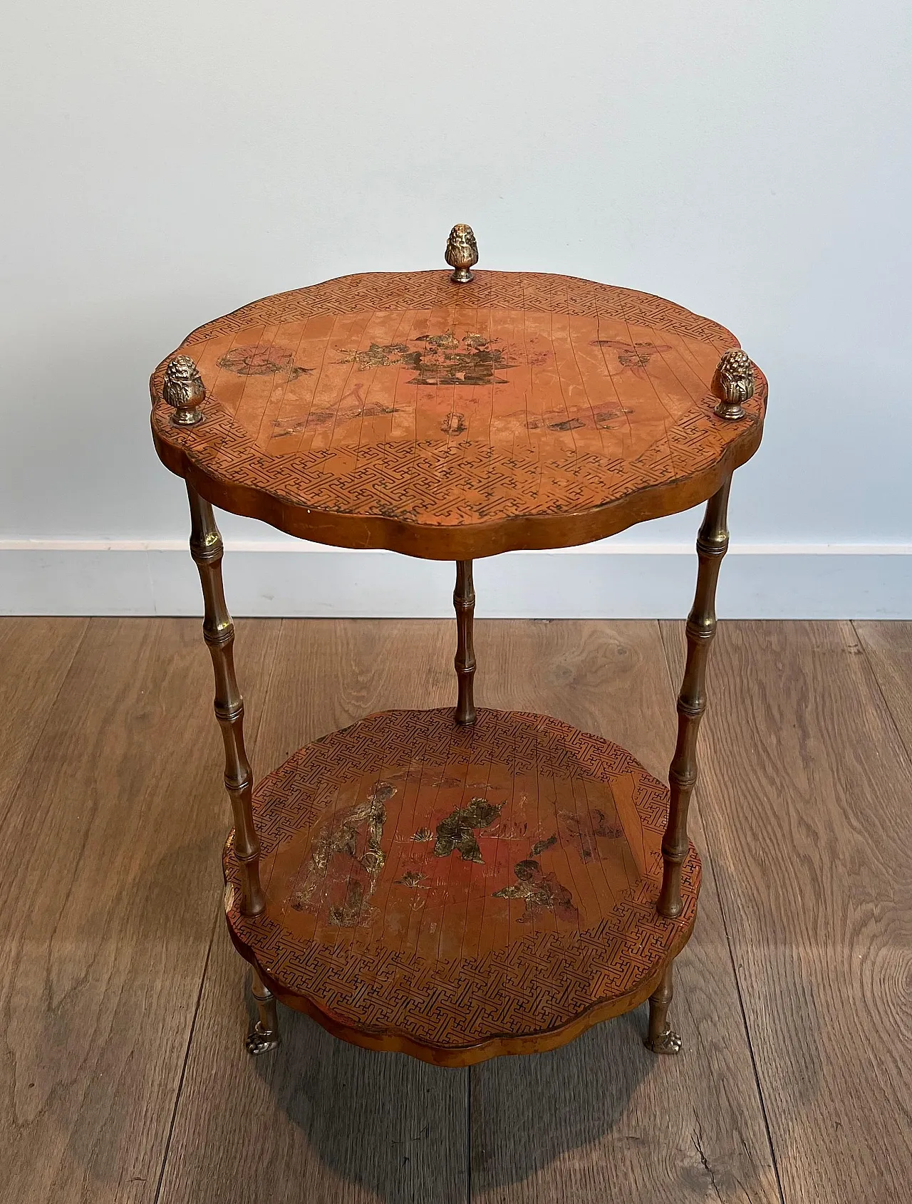 Lacquered faux bamboo and bronze Gueridon, 1940s 2