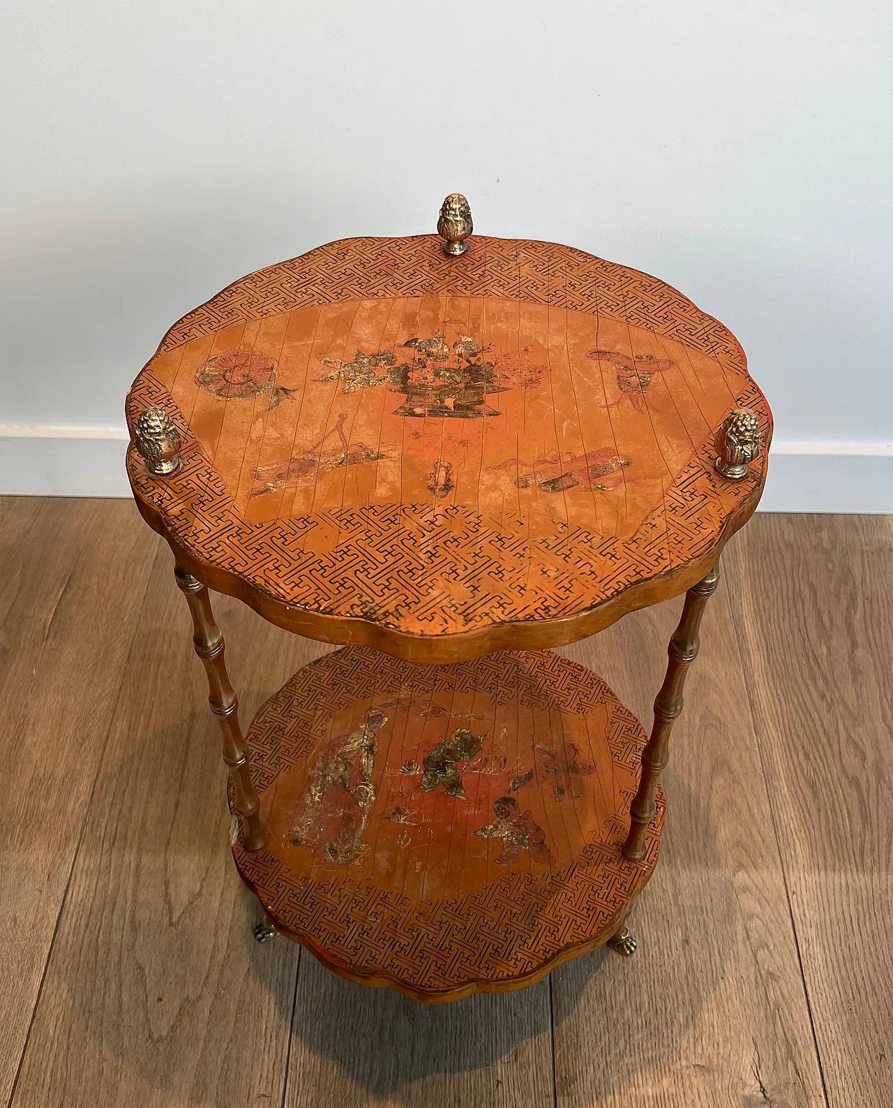 Lacquered faux bamboo and bronze Gueridon, 1940s 3