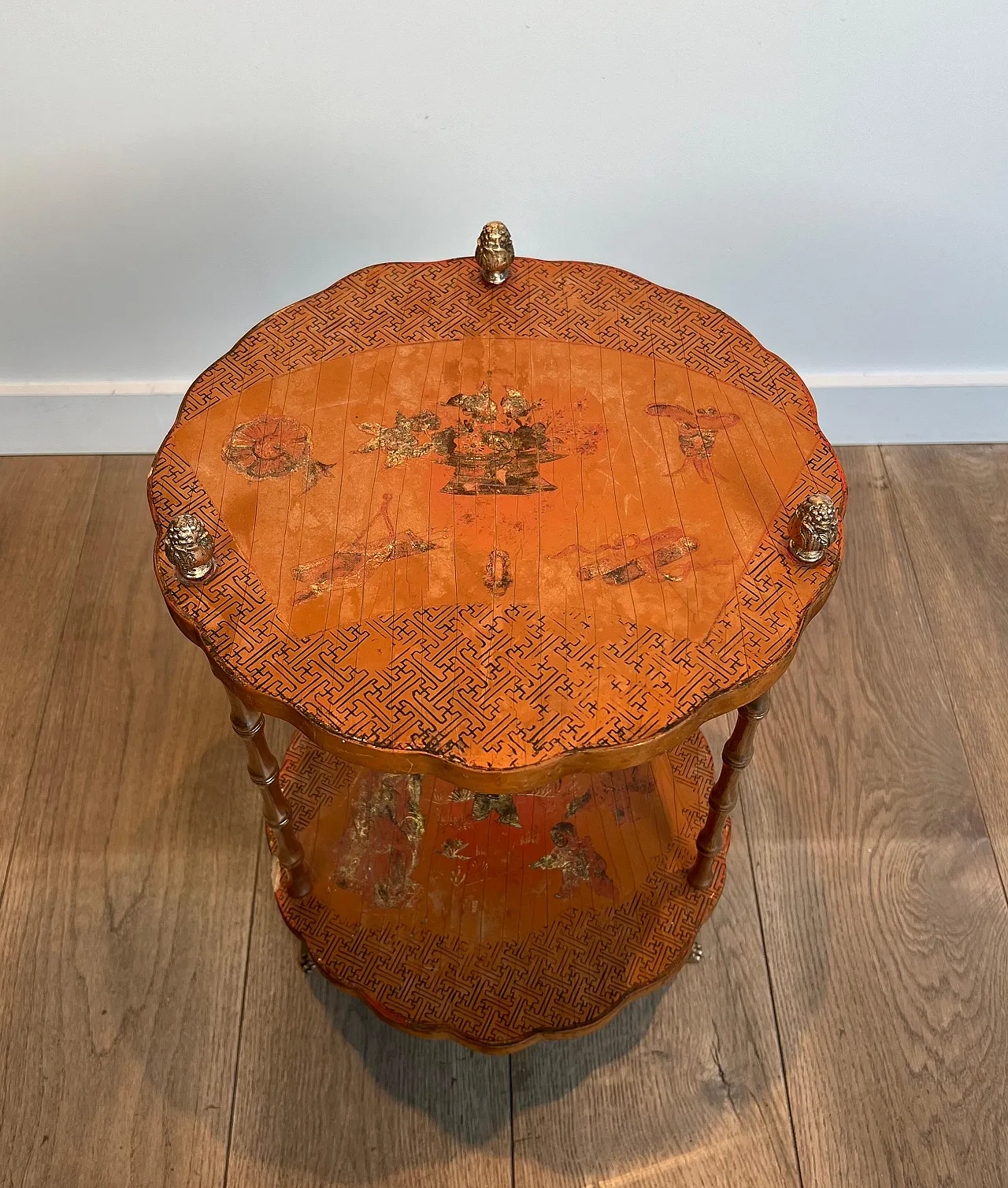 Lacquered faux bamboo and bronze Gueridon, 1940s 5