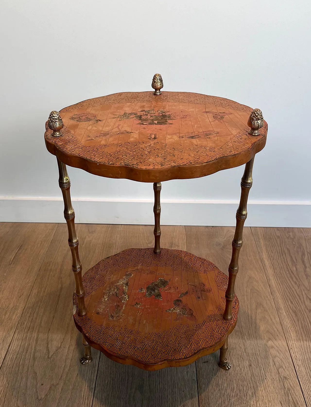 Lacquered faux bamboo and bronze Gueridon, 1940s 11