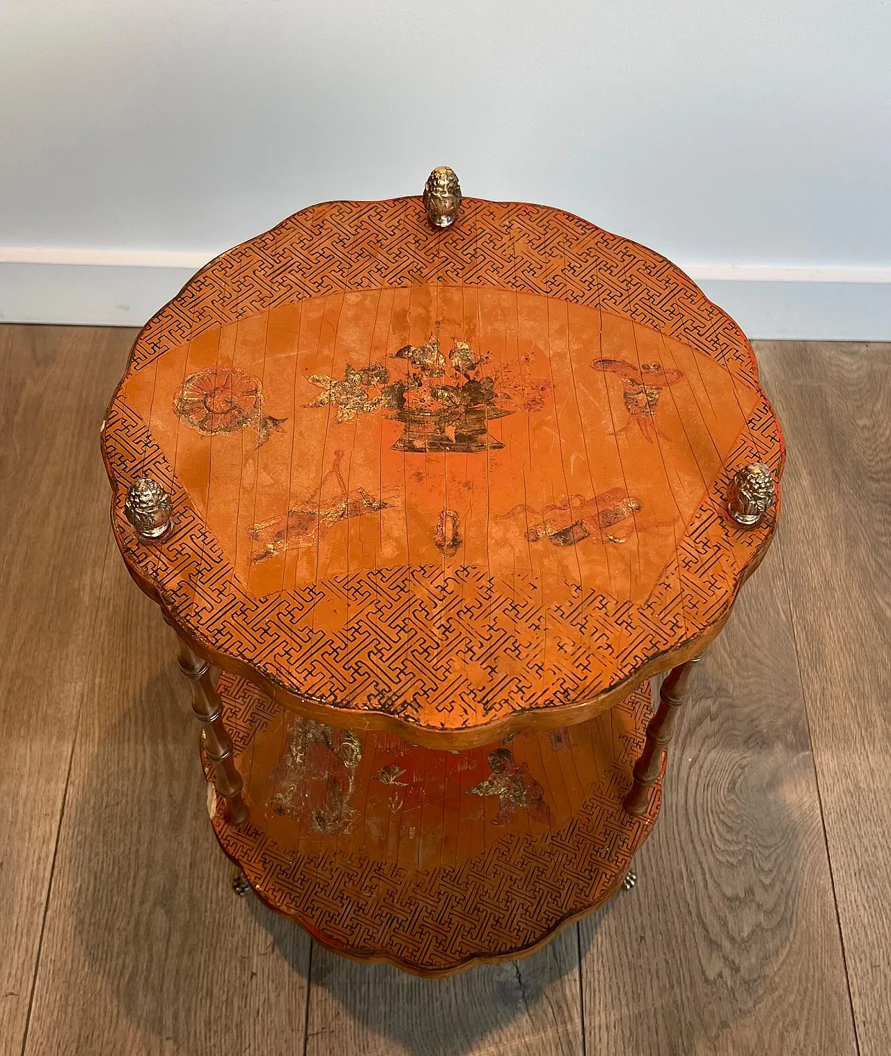 Lacquered faux bamboo and bronze Gueridon, 1940s 13