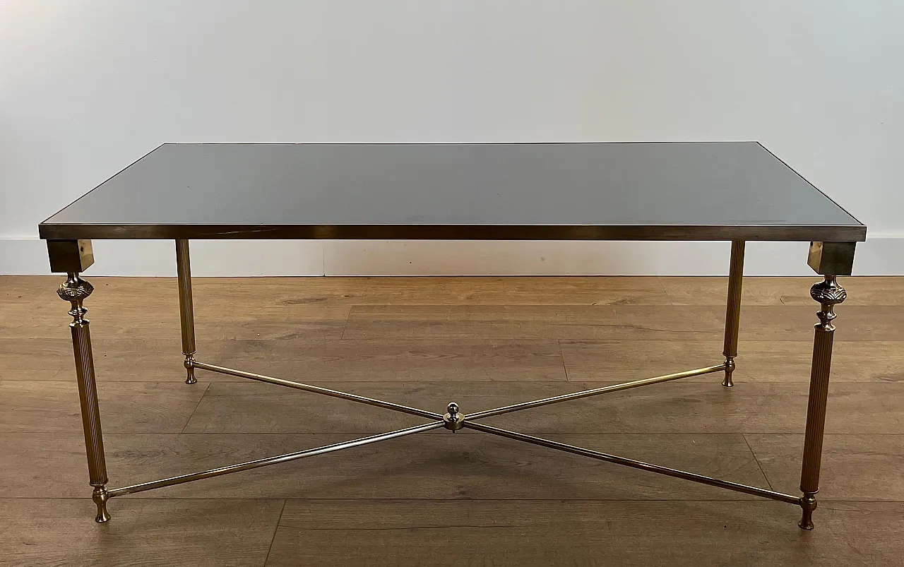 Brass coffee table with lacquered glass top, 1940s 19