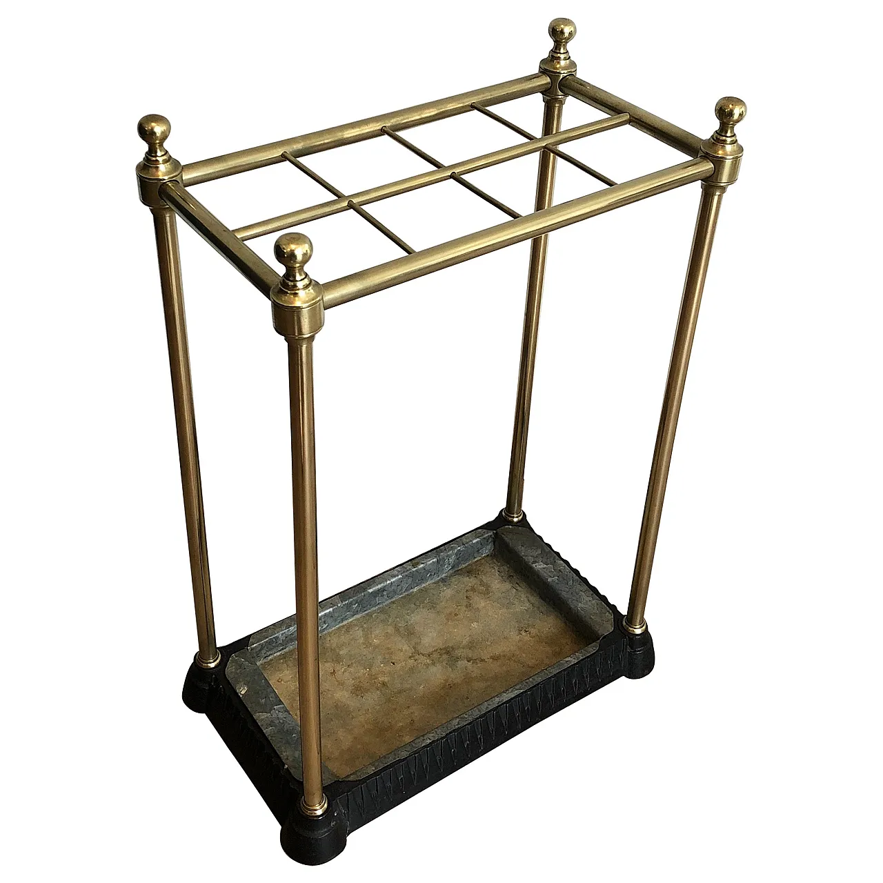 Rectangular brass and cast iron umbrella stand, early 20th century 1