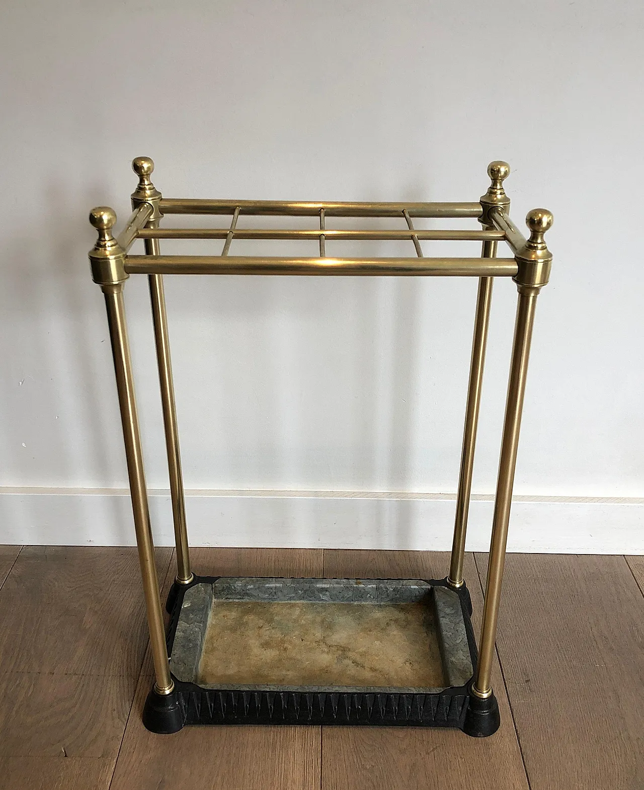 Rectangular brass and cast iron umbrella stand, early 20th century 2