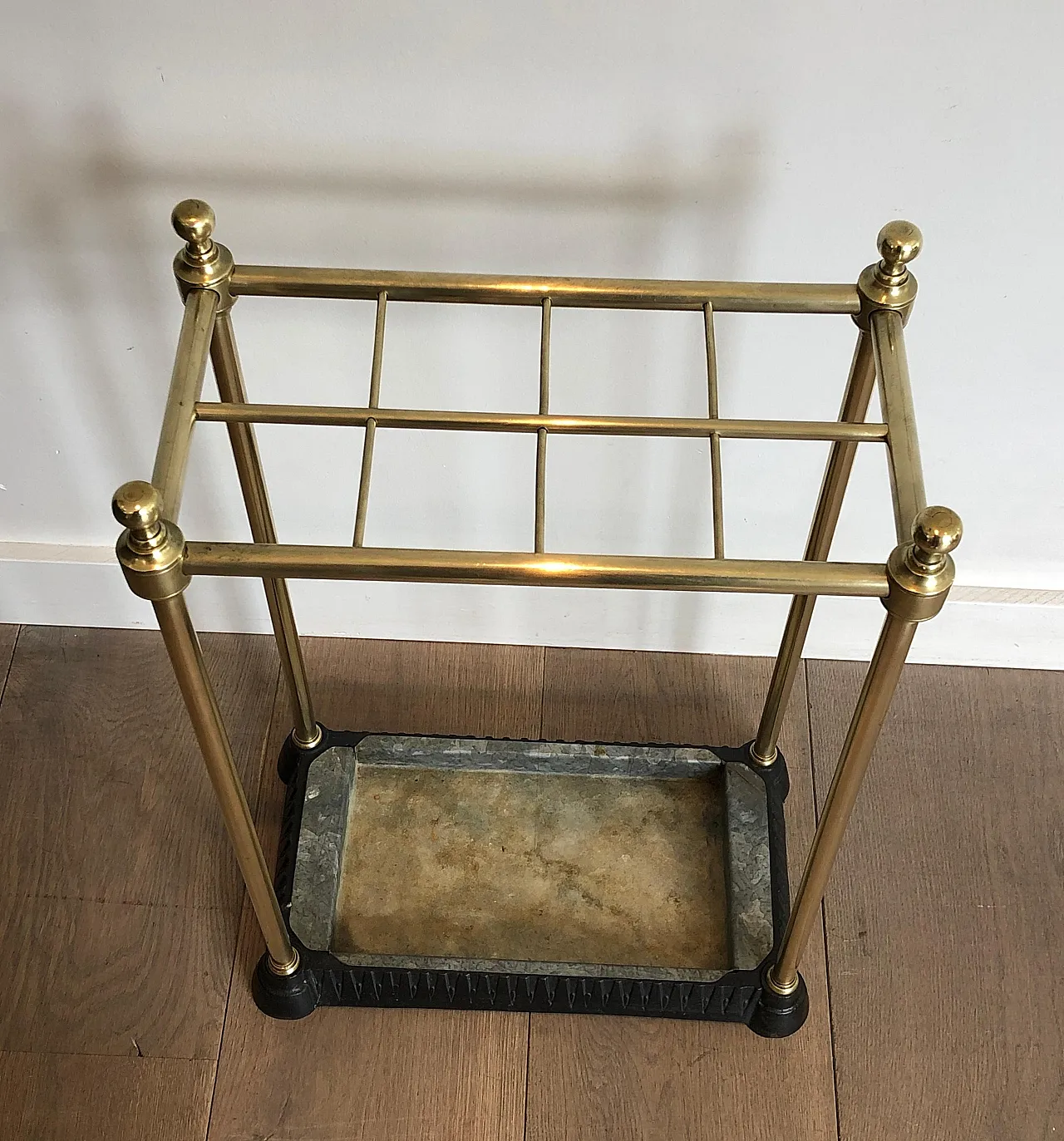 Rectangular brass and cast iron umbrella stand, early 20th century 4