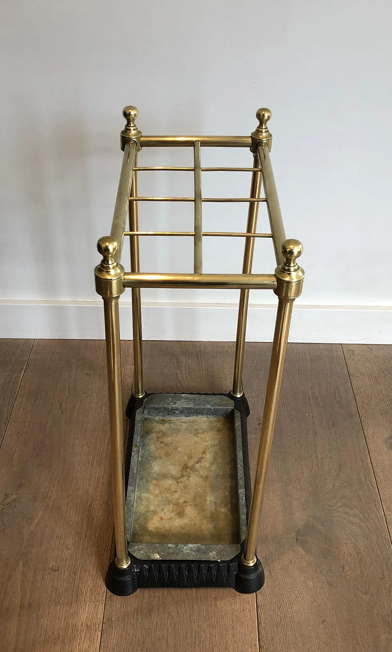 Rectangular brass and cast iron umbrella stand, early 20th century 7