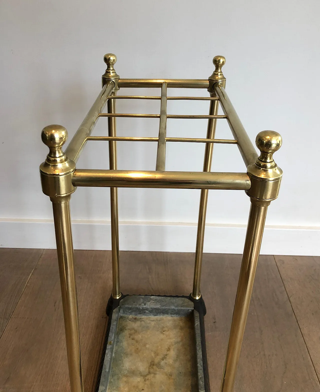 Rectangular brass and cast iron umbrella stand, early 20th century 8