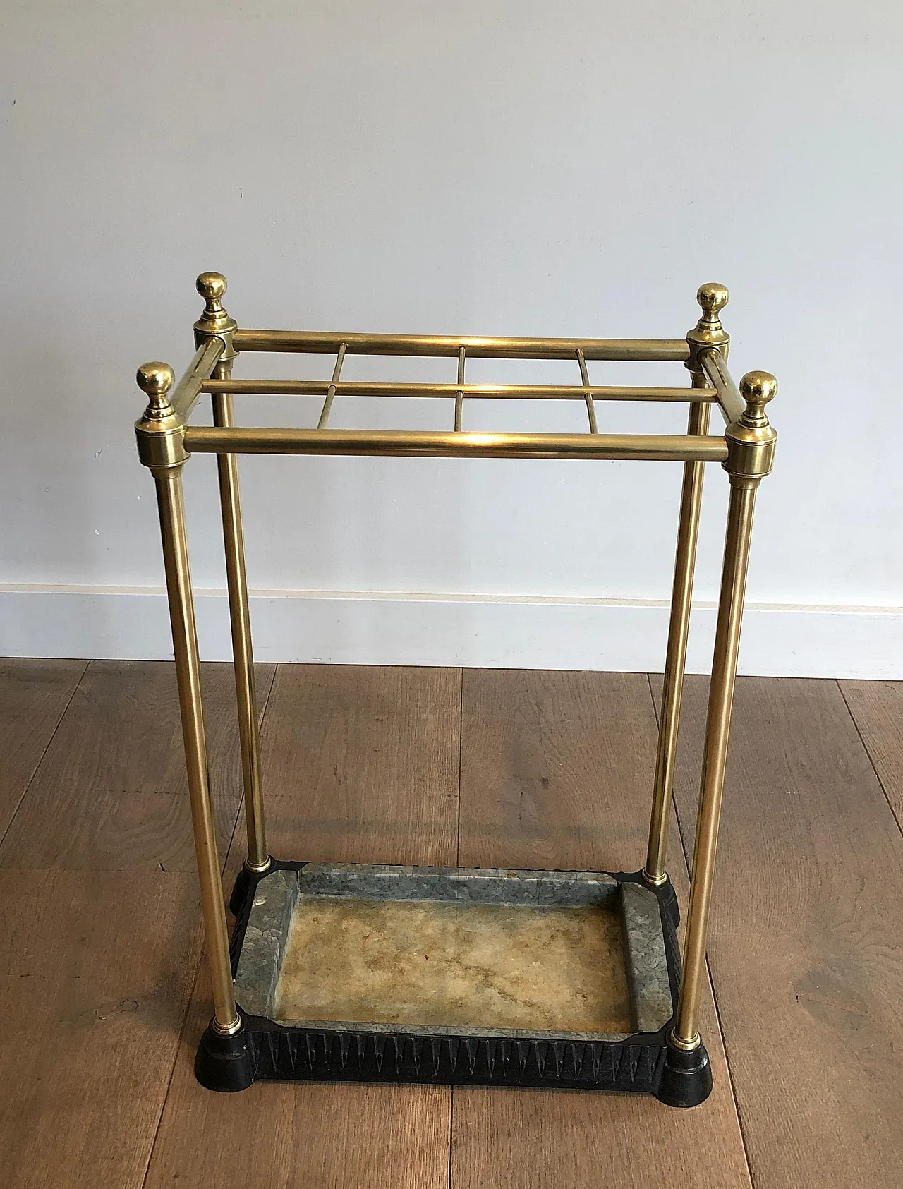 Rectangular brass and cast iron umbrella stand, early 20th century 18