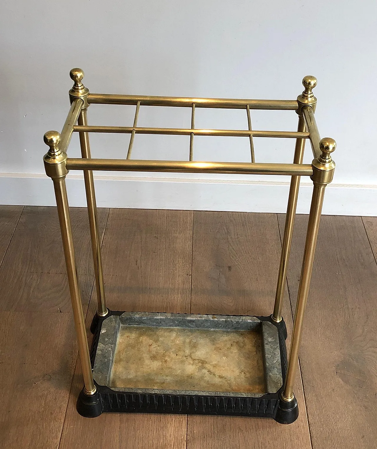 Rectangular brass and cast iron umbrella stand, early 20th century 19